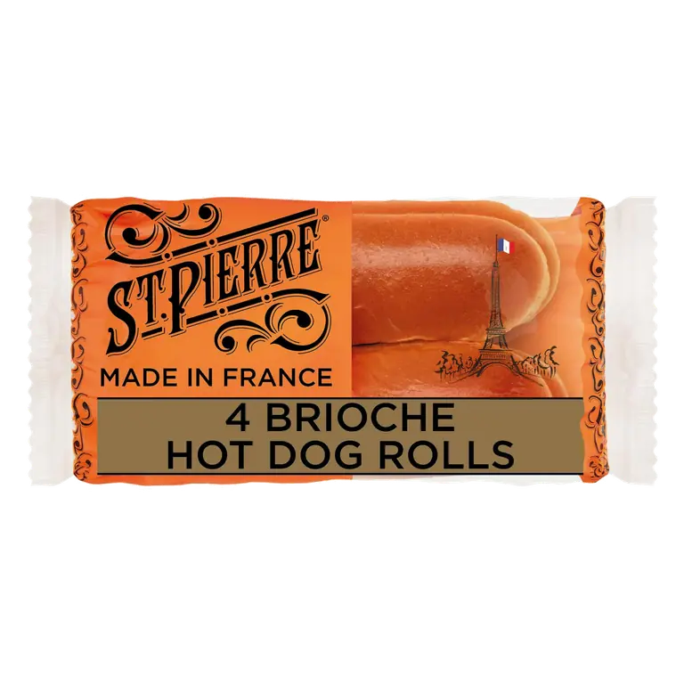4 Brioche Pre-Cut Hot Dog Rolls