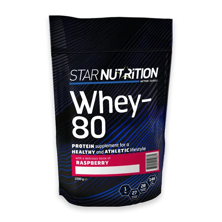 Proteinpulver Whey-80 Hallon 1kg