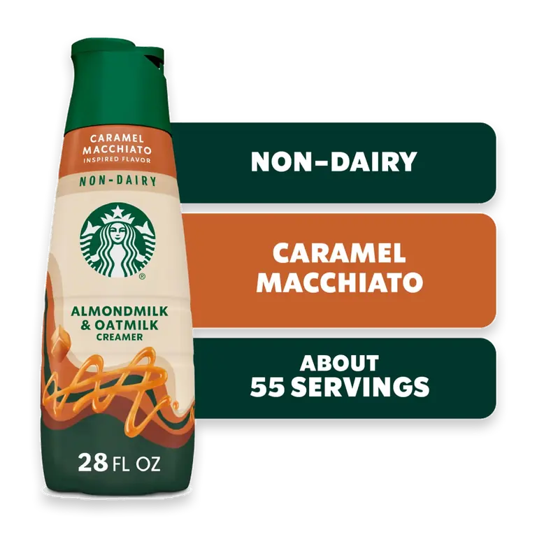 Non-Dairy Caramel Flavored Coffee Creamer Almondmilk and Oatmilk Coffee Creamer