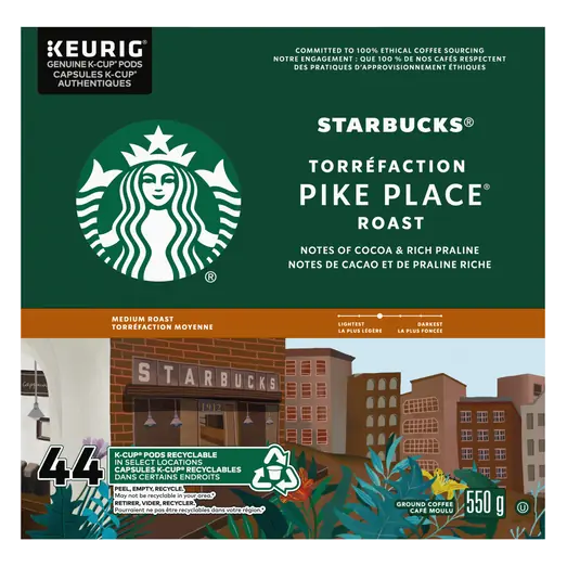 Coffee Pods Pike Place Ground Coffee Medium Roast 44 K-Cups 550 g