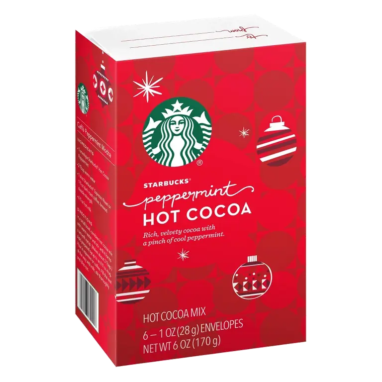 Starbucks Peppermint Hot Cocoa Mix, 6oz/6ct: Christmas, Fall, Winter