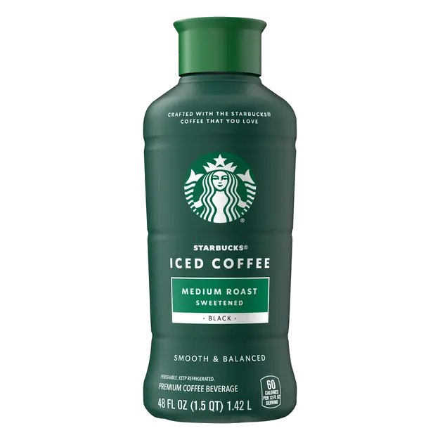 Sweetened Black Medium Roast Iced Coffee Beverage Refrigerated