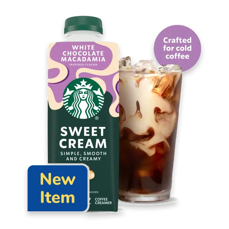 White Chocolate Macadamia Flavored Sweet Cream Creamer Perfect for Cold Brew & Iced Coffee
