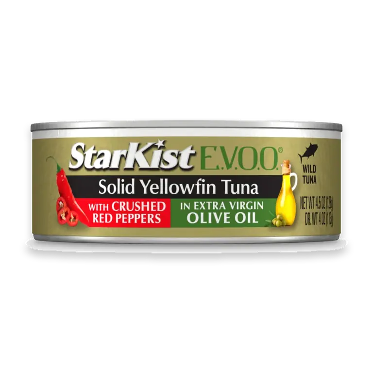 E.V.O.O. Solid Yellowfin Tuna with Crushed Red Peppers and Extra Virgin Olive Oil Can