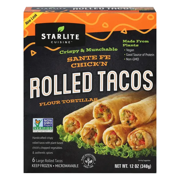 Plant-Based Santa Fe Chick'n Rolled Tacos - 6 ct Frozen