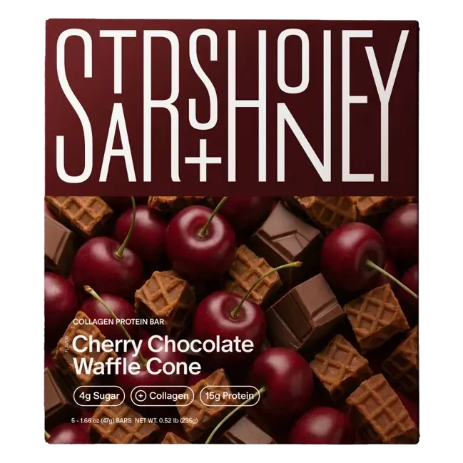 Stars + Honey Collagen Cherry Chocolate Waffle Cone Protein Bars - 15g Protein - 8.3oz/5pk