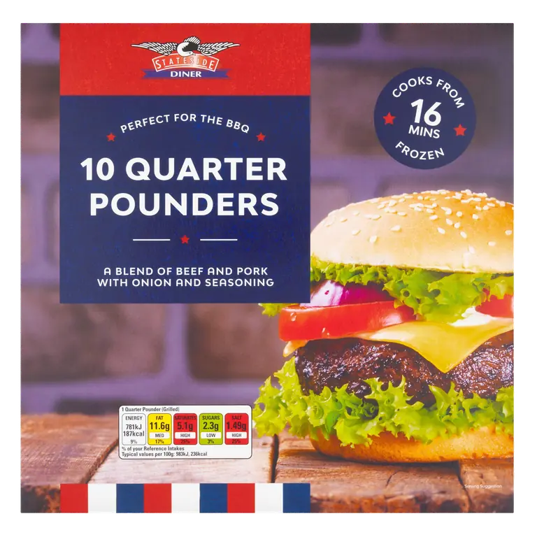 Stateside Diner 10 Quarter Pounders 1.135kg