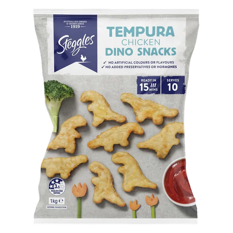 Crumbed Chicken Dino Snacks Tempura