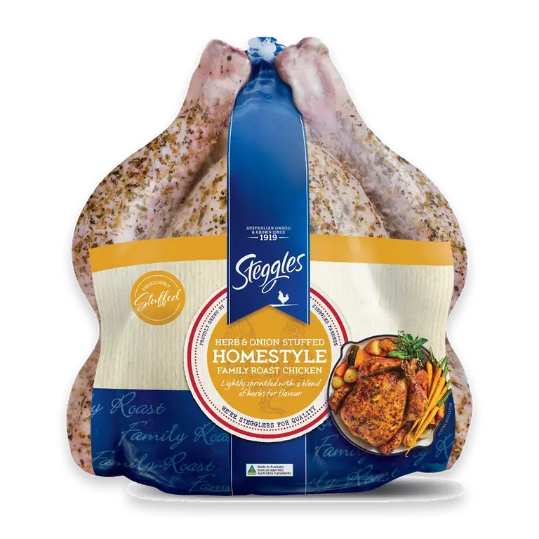 Homestyle Family Roast Whole Chicken Herb & Onion Stuffed