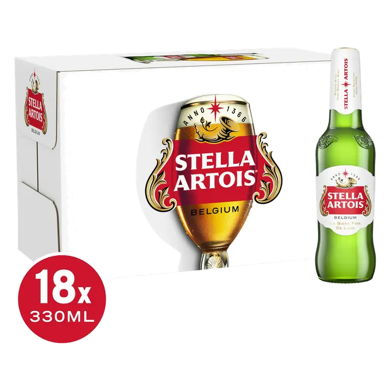 Stella Artois 18 x 330ml Premium Lager Beer Bottles