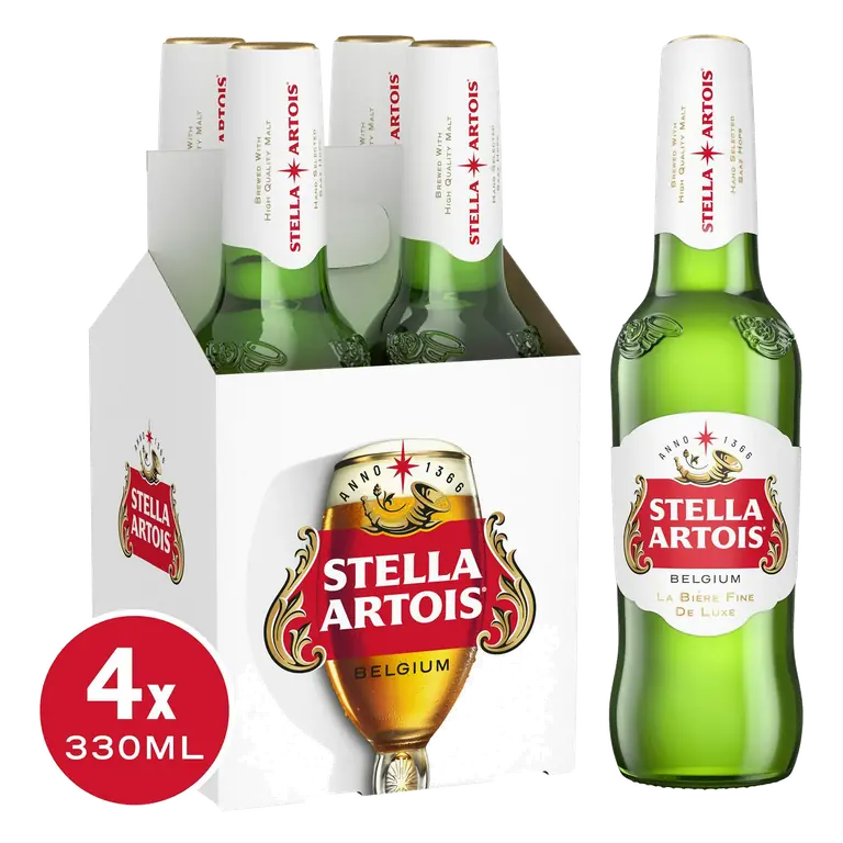 Stella Artois Premium Lager Beer Bottles 4x330ml