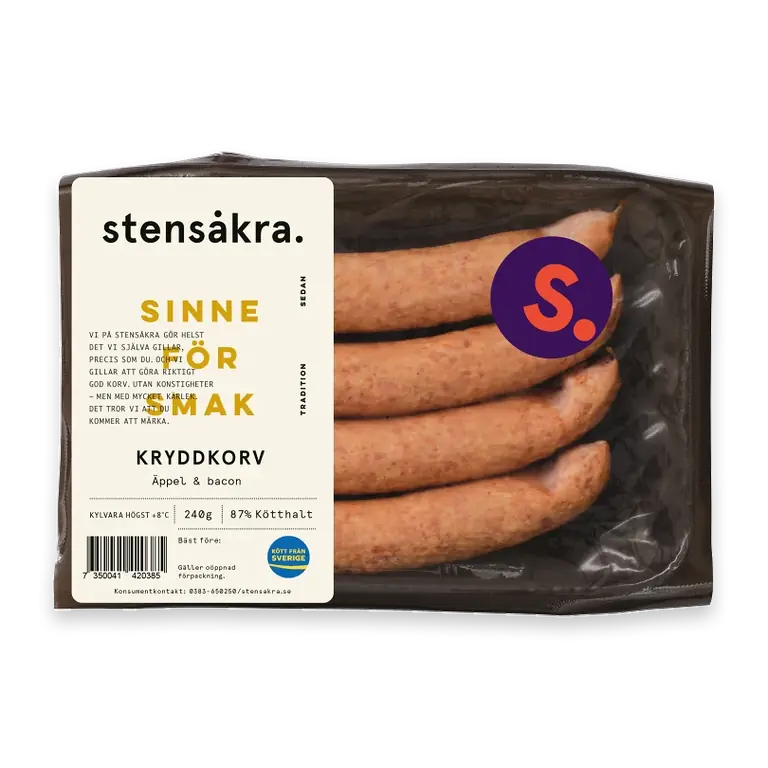 Kryddkorv Äppel Bacon 87% Kötthalt 240g