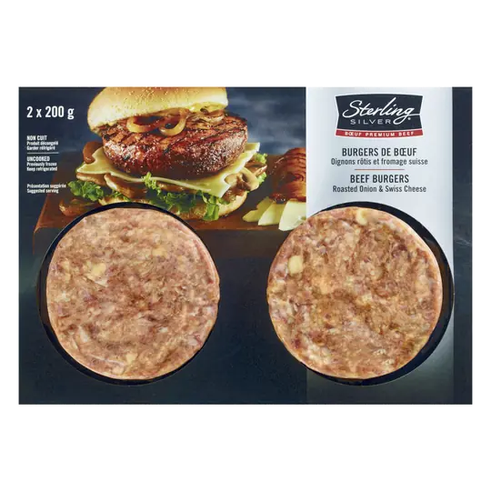 Frozen Beef Burgers Roasted Onion & Swiss Cheese 400 g