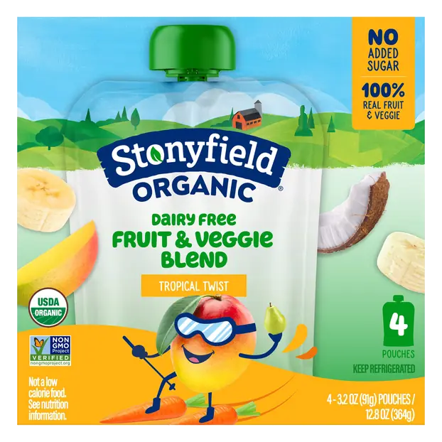 Organic Dairy Free Tropical Twist Smoothie Pouch - 4 ct