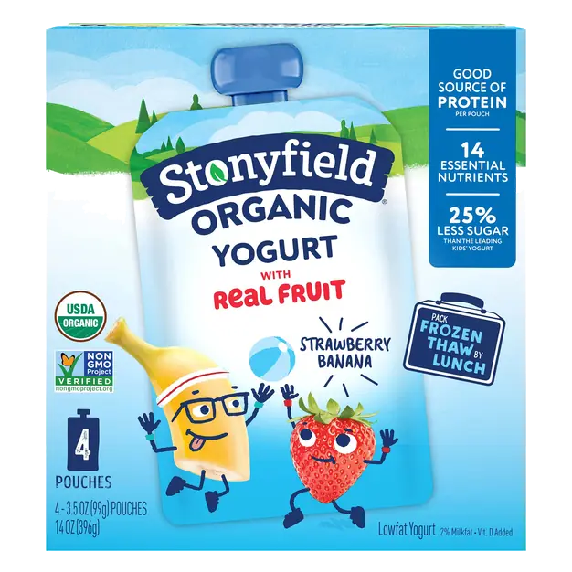 Organic Kids Low Fat Strawberry Banana Yogurt Pouch - 4 ct