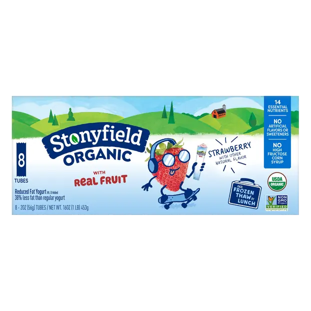 Organic Kids Low Fat Strawberry Yogurt Tubes - 8 ct