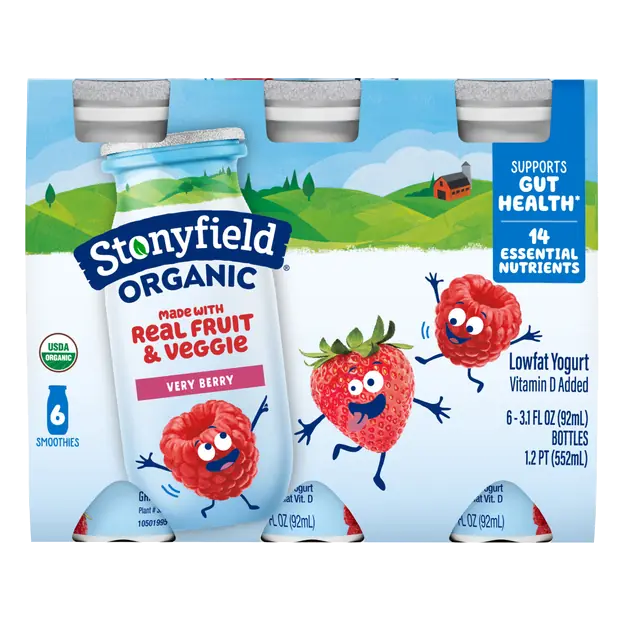 Organic Kids Low Fat Very Berry Yogurt Smoothies - 6 ct