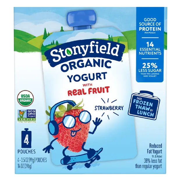 Organic Kids Reduced Fat Strawberry Yogurt Pouch - 4 ct