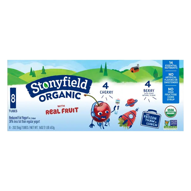 Organic Low Fat Cherry & Berry Yogurt Tubes - 8 ct