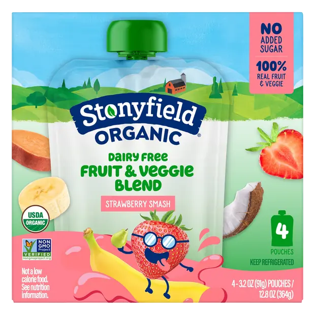 Organic Smoothie Pouches Strawbana Smash Dairy Free Pouches 4ct