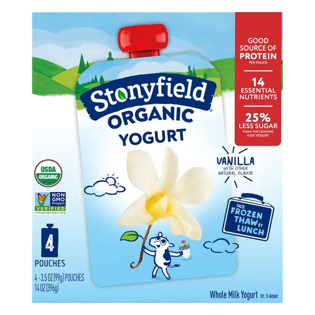 Organic Whole Milk Vanilla Yogurt Pouches - 4 ct