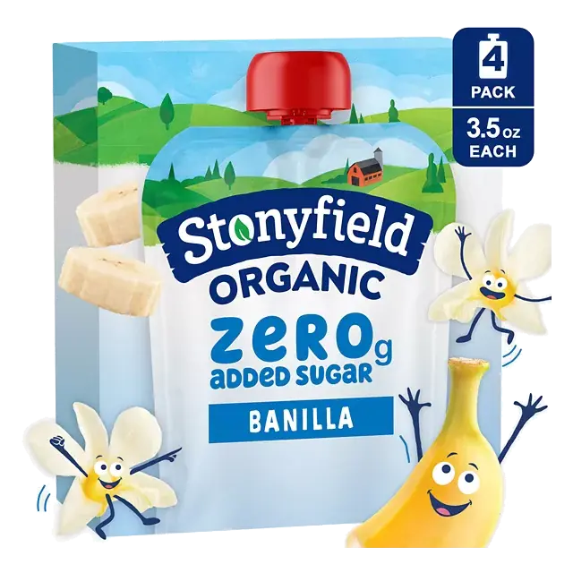 Whole Milk Yogurt Pouches, Banilla, 3.5 oz, 4 ct