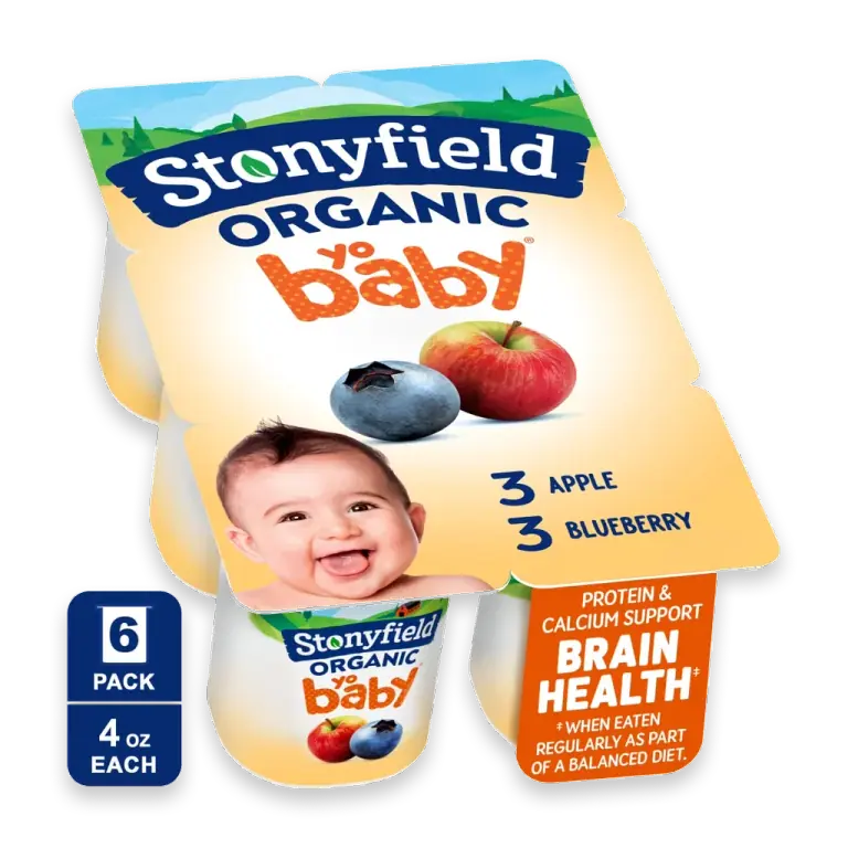 YoBaby Apple & Blueberry Whole Milk Baby Yogurt, 4 oz Cups, 6 ct Pack