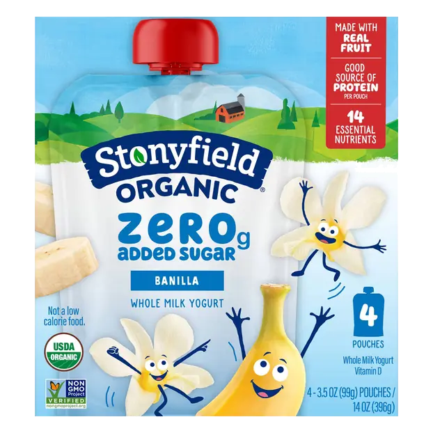 Organic Zero Added Sugar Banilla Whole Milk Yogurt Pouches 4 ct