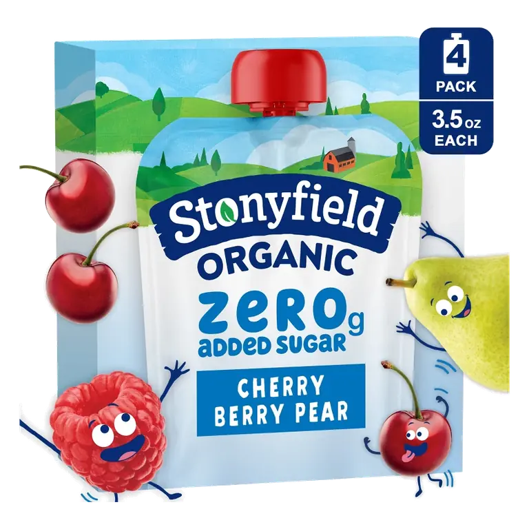 Stonyfield ' Cherry Berry Traditional Yogurt Pouch, 14oz/4ct: Organic, Gluten-Free