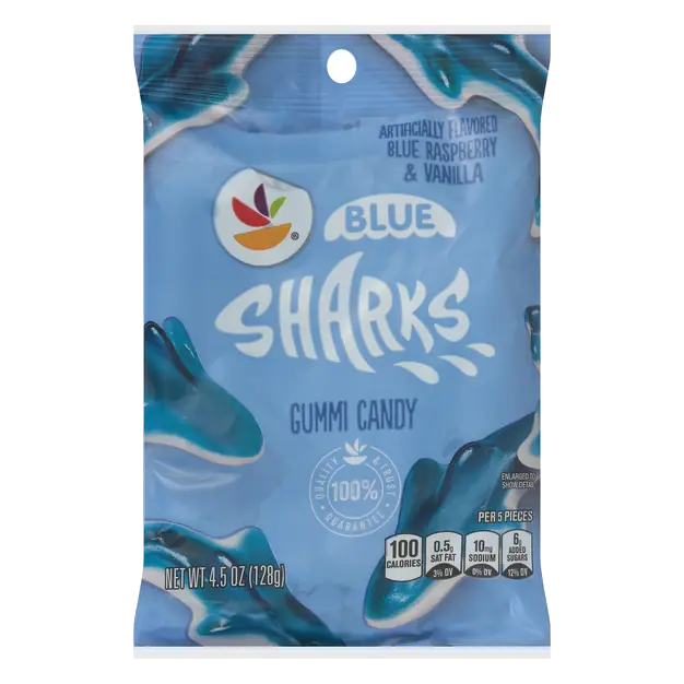 Blue Raspberry & Vanilla Blue Sharks Gummi Candy