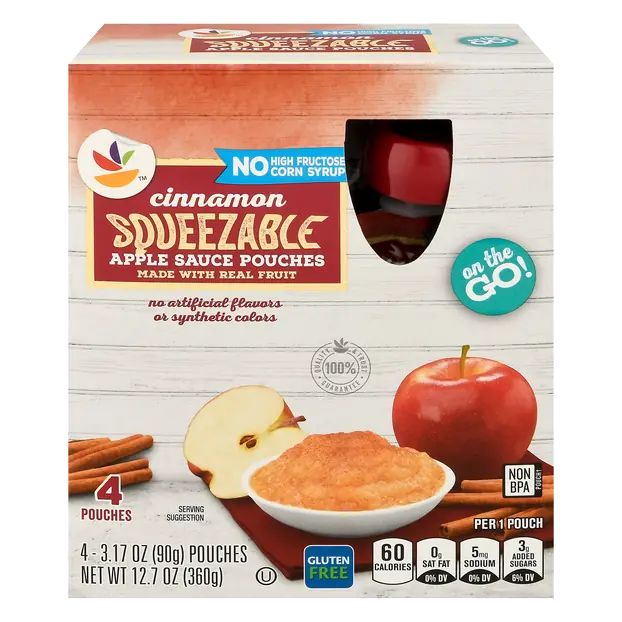 Cinnamon Applesauce Squeezable Pouches - 4 ct