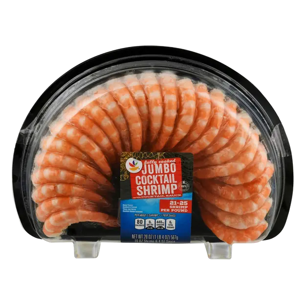 Cooked Jumbo Shrimp w/Cocktail Sauce 21-25 ct per lb Frozen