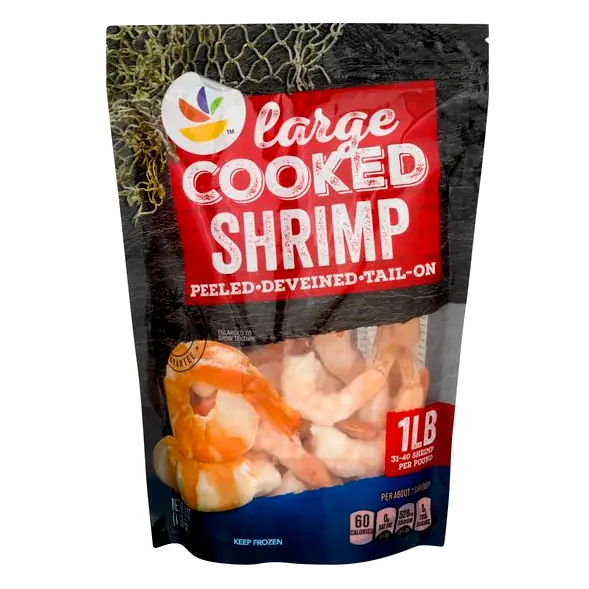 Cooked Tail-On Peeled Large Shrimp 31-40 ct per lb Frozen