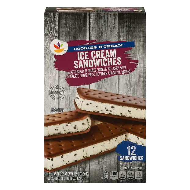Cookies 'N Cream Ice Cream Sandwiches - 12 ct