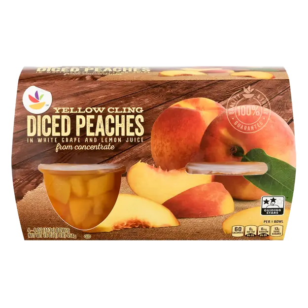 Diced Yellow Cling Peaches Fruit Cups in Juice - 4 ct
