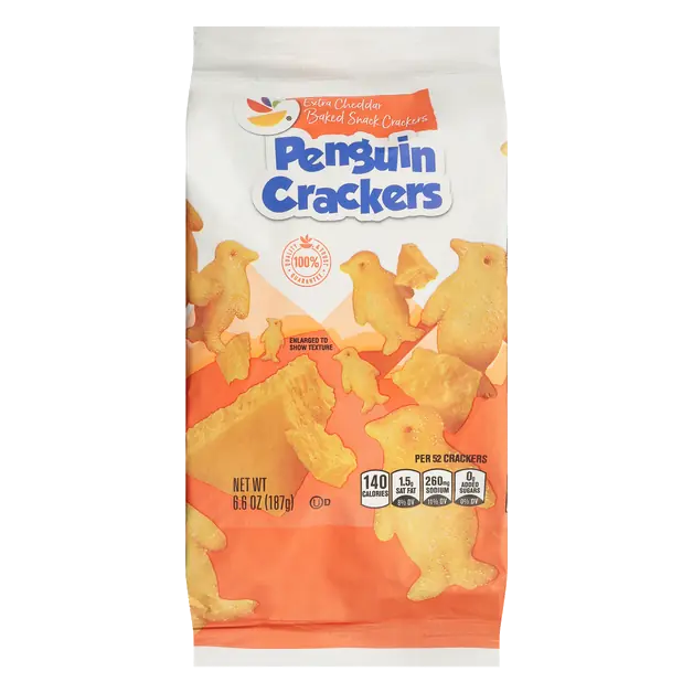 Extra Cheddar Cheese Penguin Baked Snack Crackers