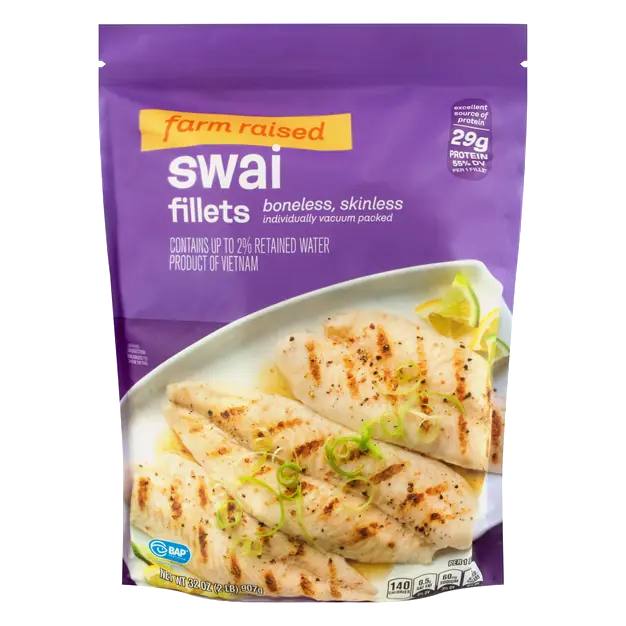 Farm Raised Boneless Skinless Swai Fillets Frozen