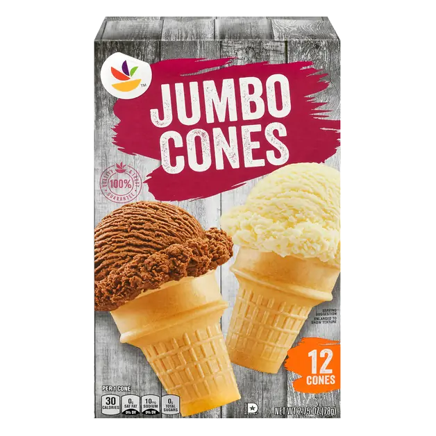 Jumbo Ice Cream Cones - 12 ct