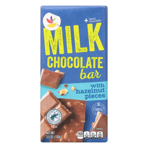 Milk Chocolate Candy Bar with Hazelnut Pieces