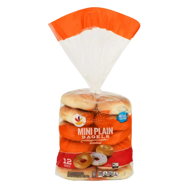 Mini Plain Pre-Sliced Bagels - 12 ct