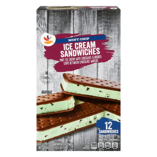 Mint Chocolate Chip Ice Cream Sandwiches - 12 ct
