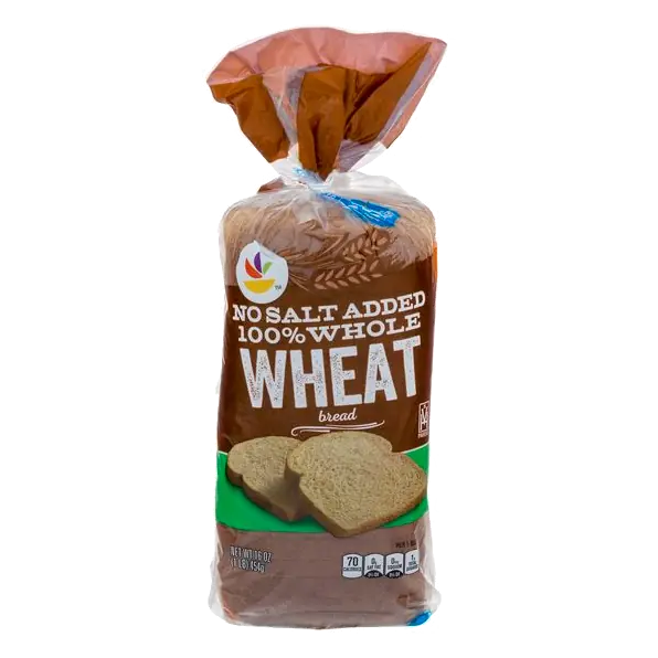 No Salt Added Whole Grain 100% Whole Wheat Bread Sliced
