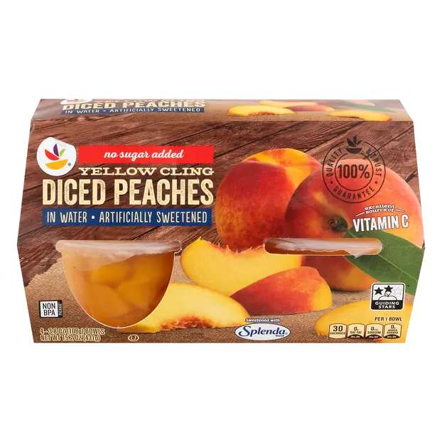 No Sugar Added Diced Peaches Fruit Cups with Splenda - 4 ct
