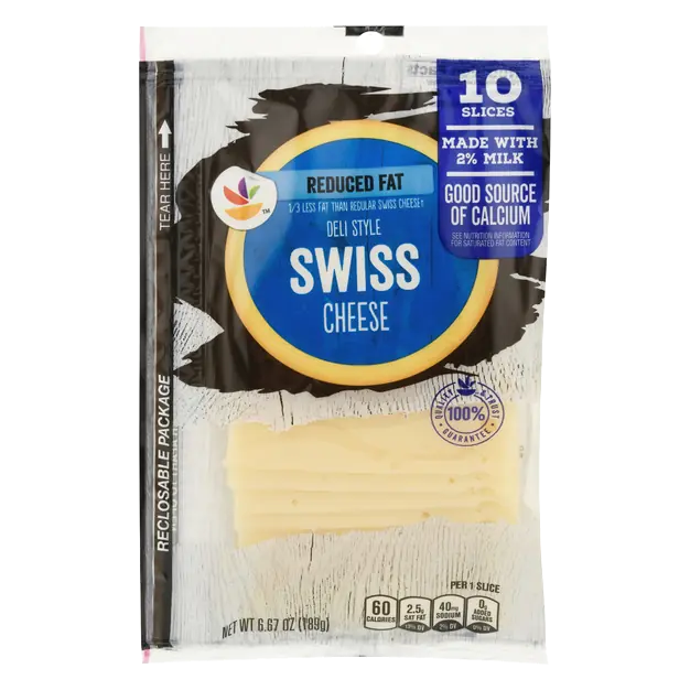 Reduced Fat Deli Style Swiss Cheese Slices - 10 ct