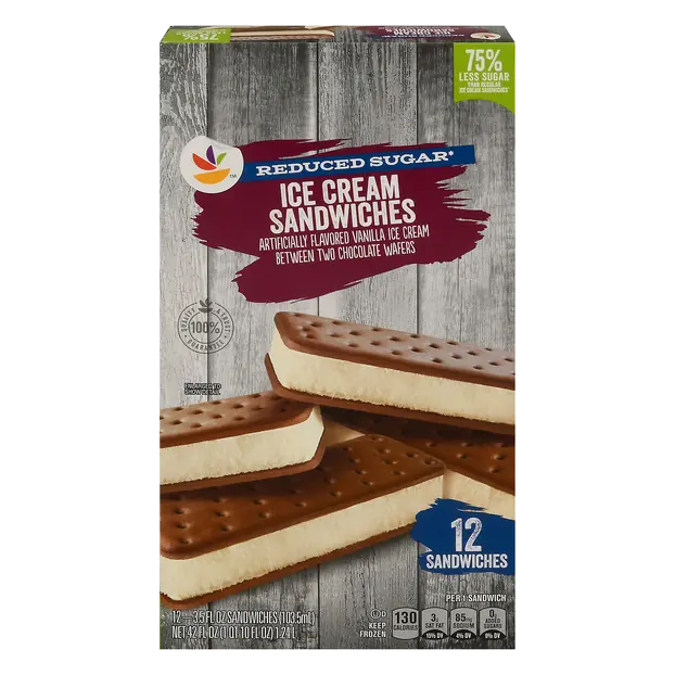 Reduced Sugar Ice Cream Sandwiches - 12 ct