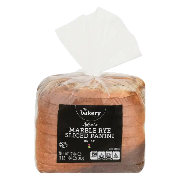 The Bakery Authentic Marble Rye Panini Sliced Bread Loaf