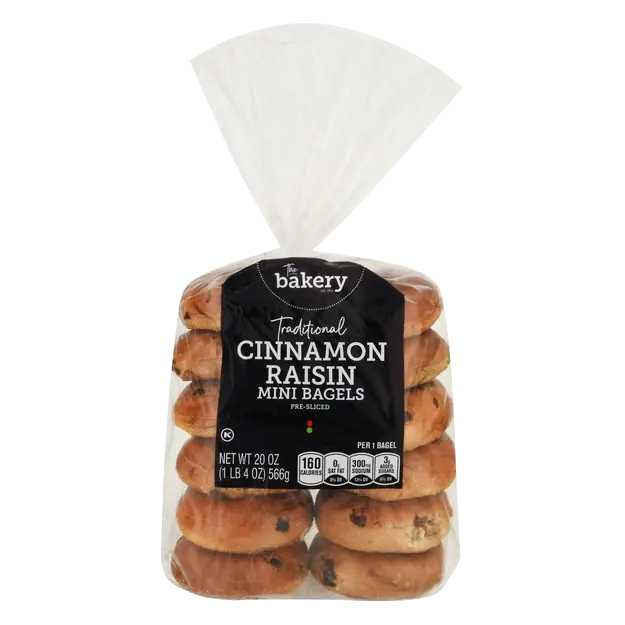 The Bakery Mini Cinnamon Raisin Pre-Sliced Bagels - 10 ct