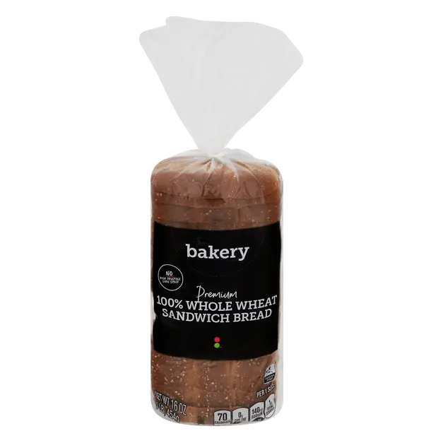 The Bakery Premium 100% Whole Wheat Sliced Sandwich Bread Loaf