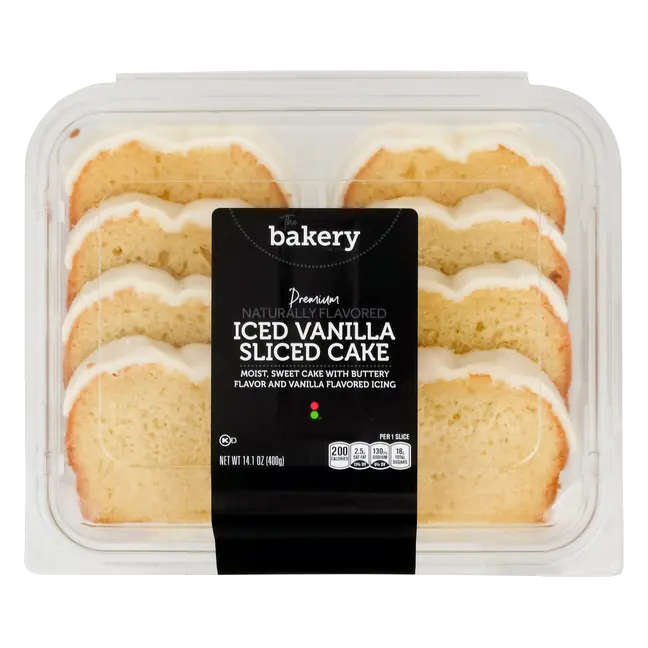 The Bakery Premium Iced Vanilla Loaf Cake Sliced
