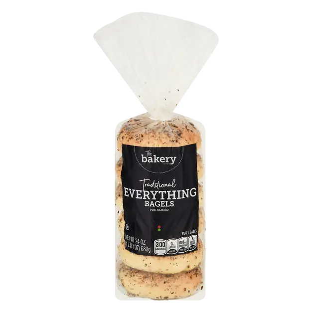 The Bakery Traditional Everything Pre-Sliced Bagels - 6 ct